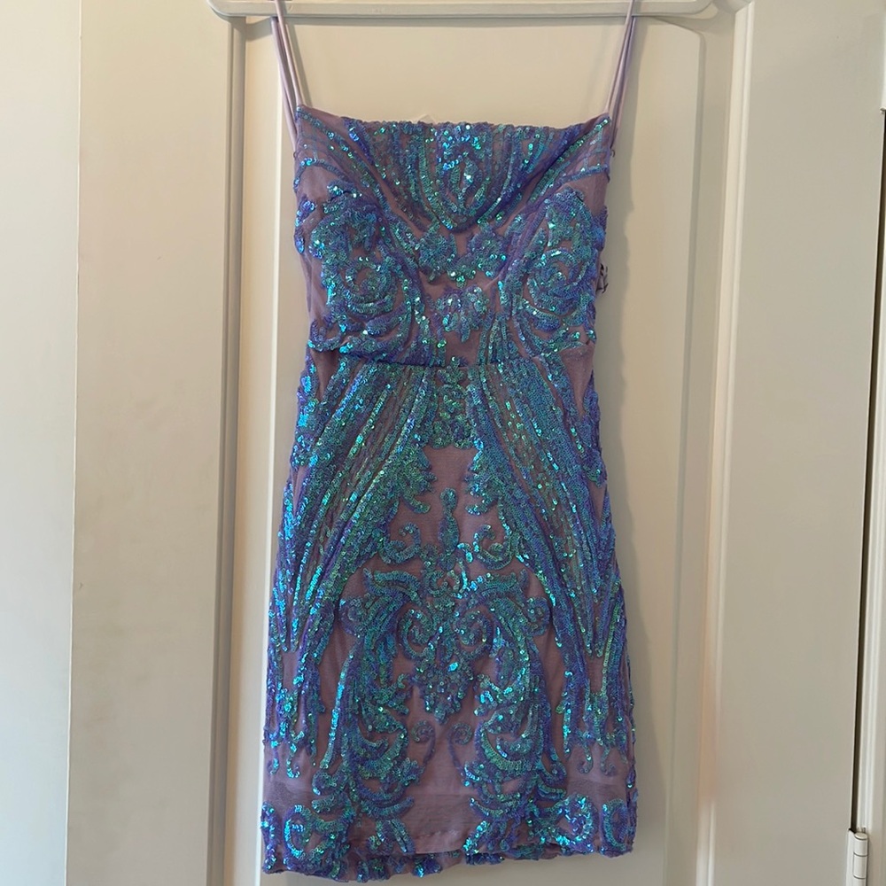 Strappy Dress in Iridescence Lilac- Lucy in the Sky